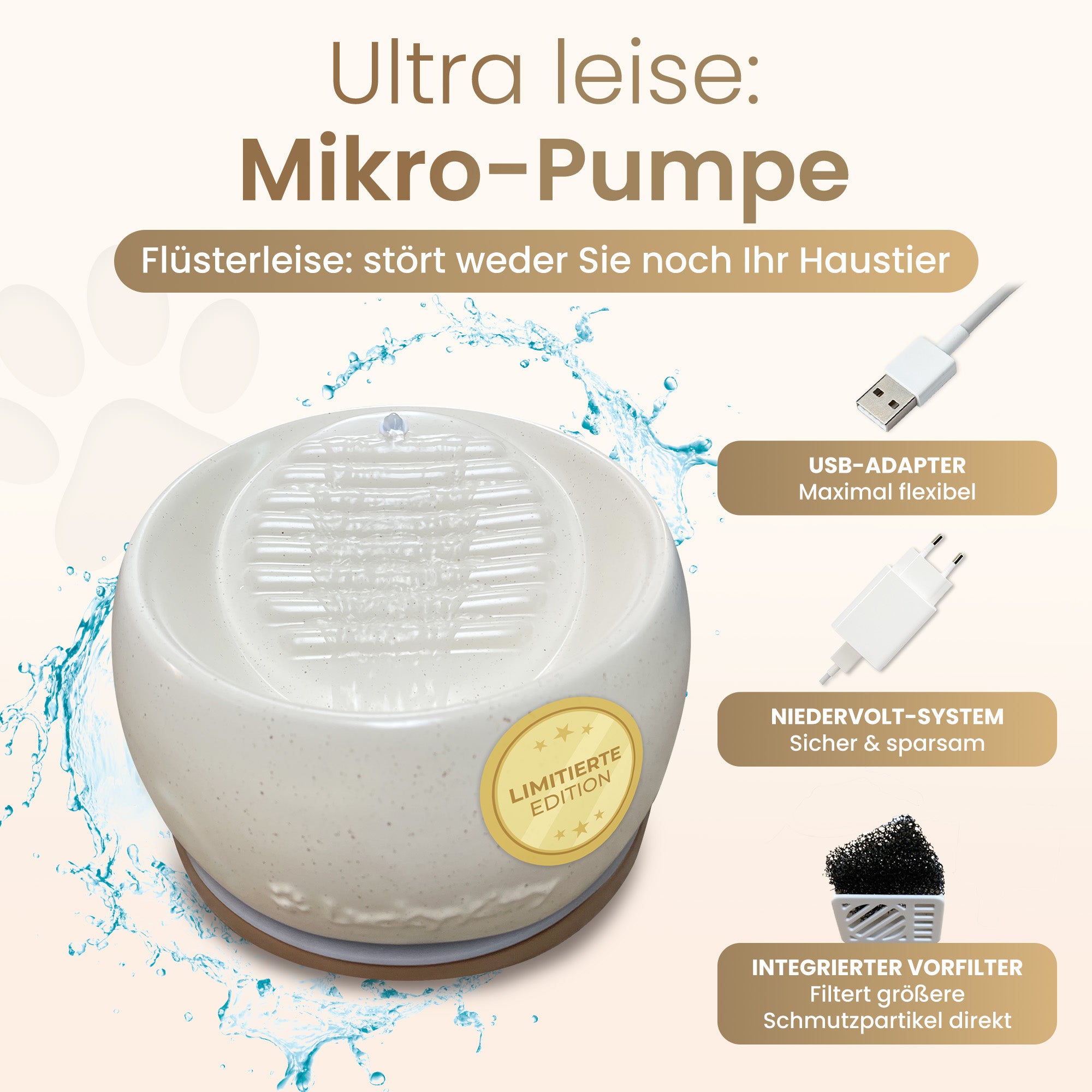 Cat Fountain Ceramic LUXE (Sahara)