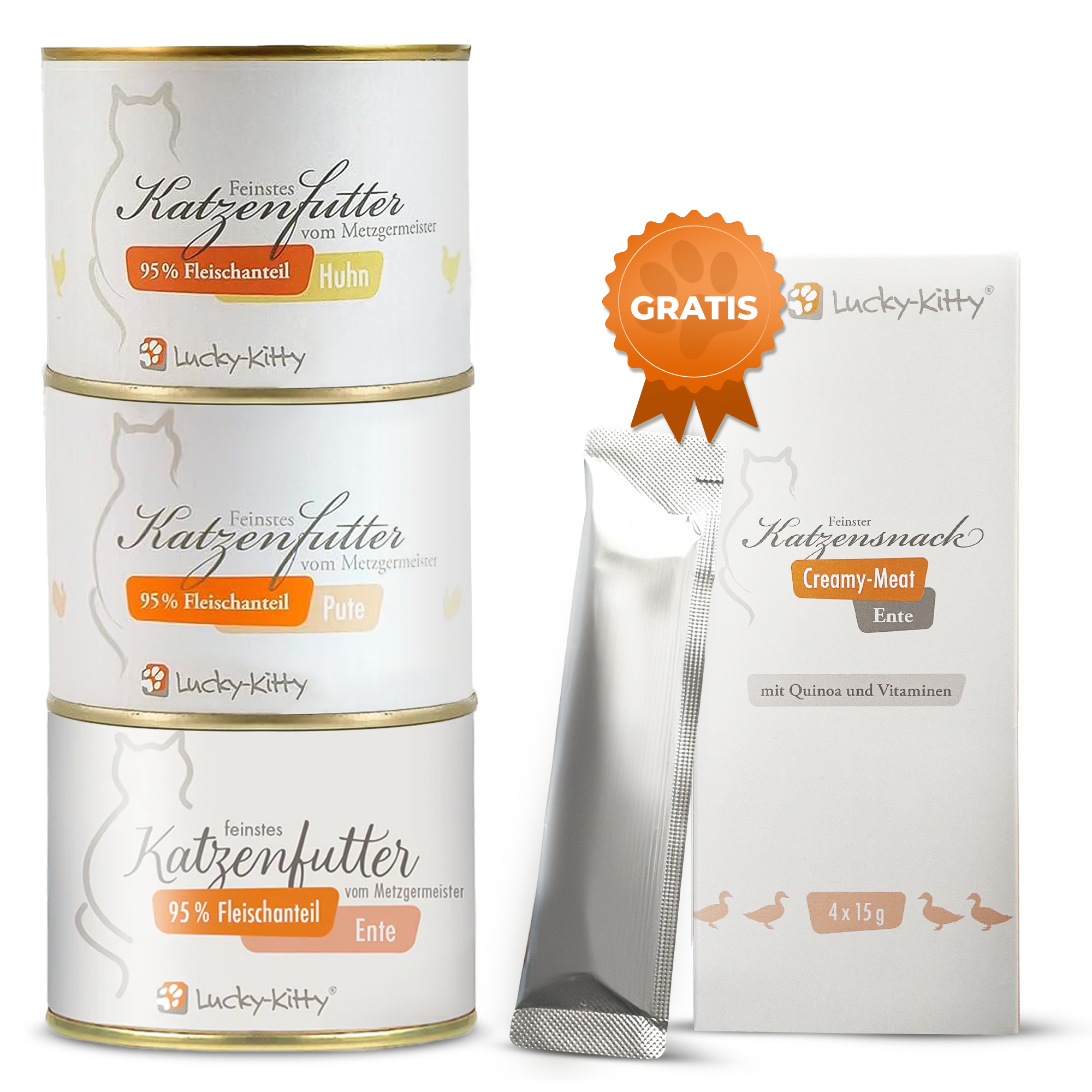 Cat Food Sample Set (3x200g) + Filet Cream FREE