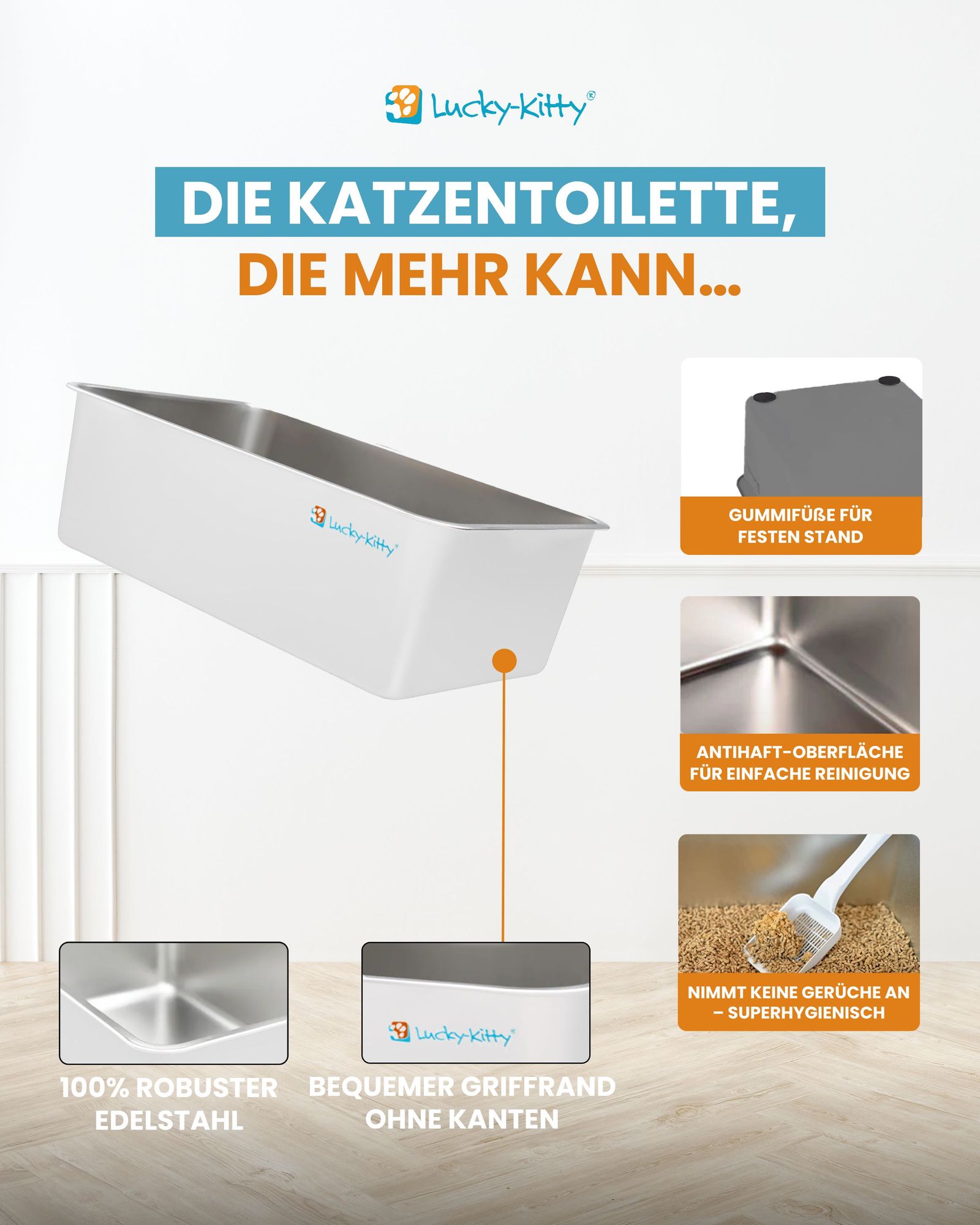 Katzentoilette Kitten Edelstahl (Neu!)