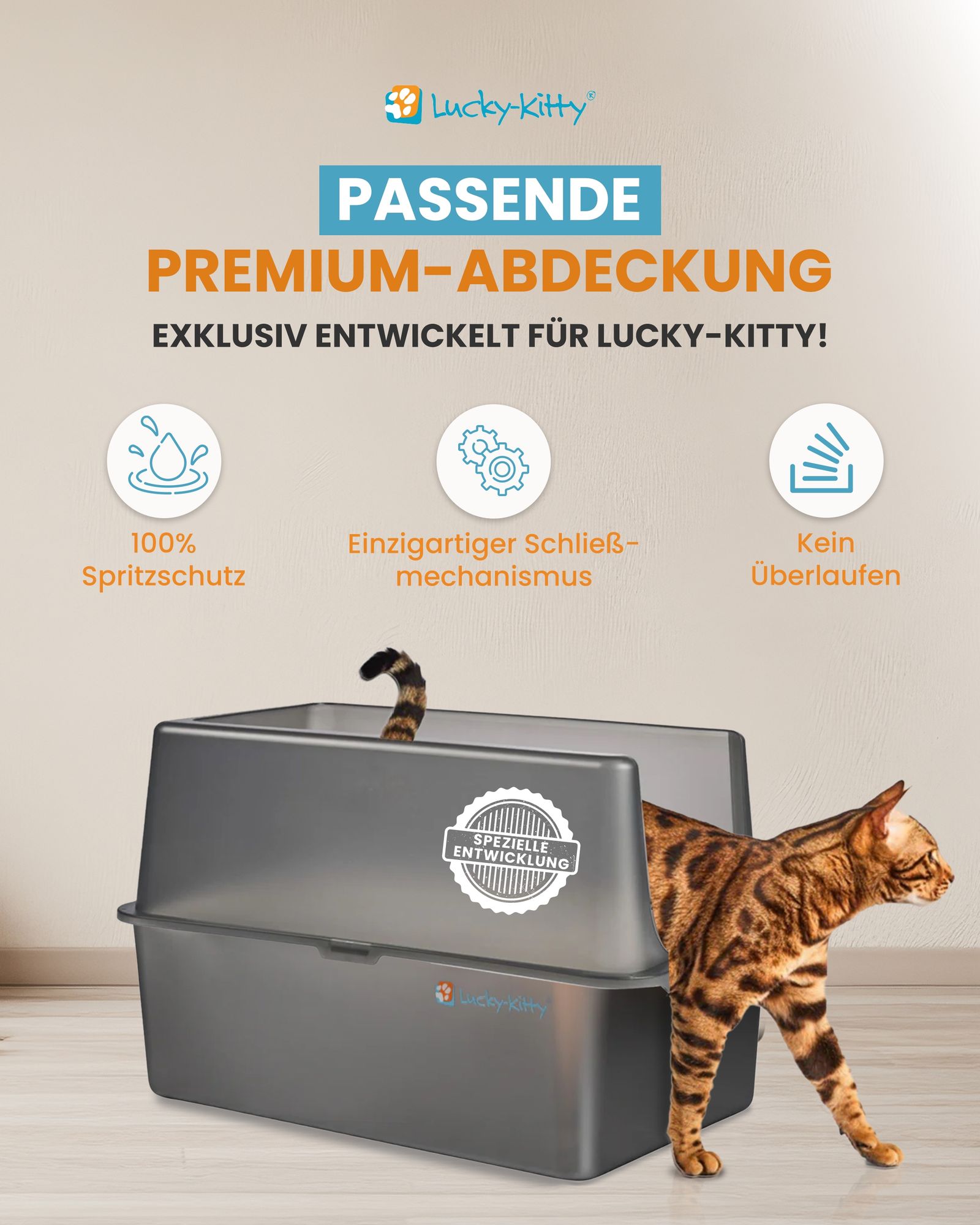 Cat Litter Box XXL (Stainless Steel Natural) + Hood (Black Transparent)