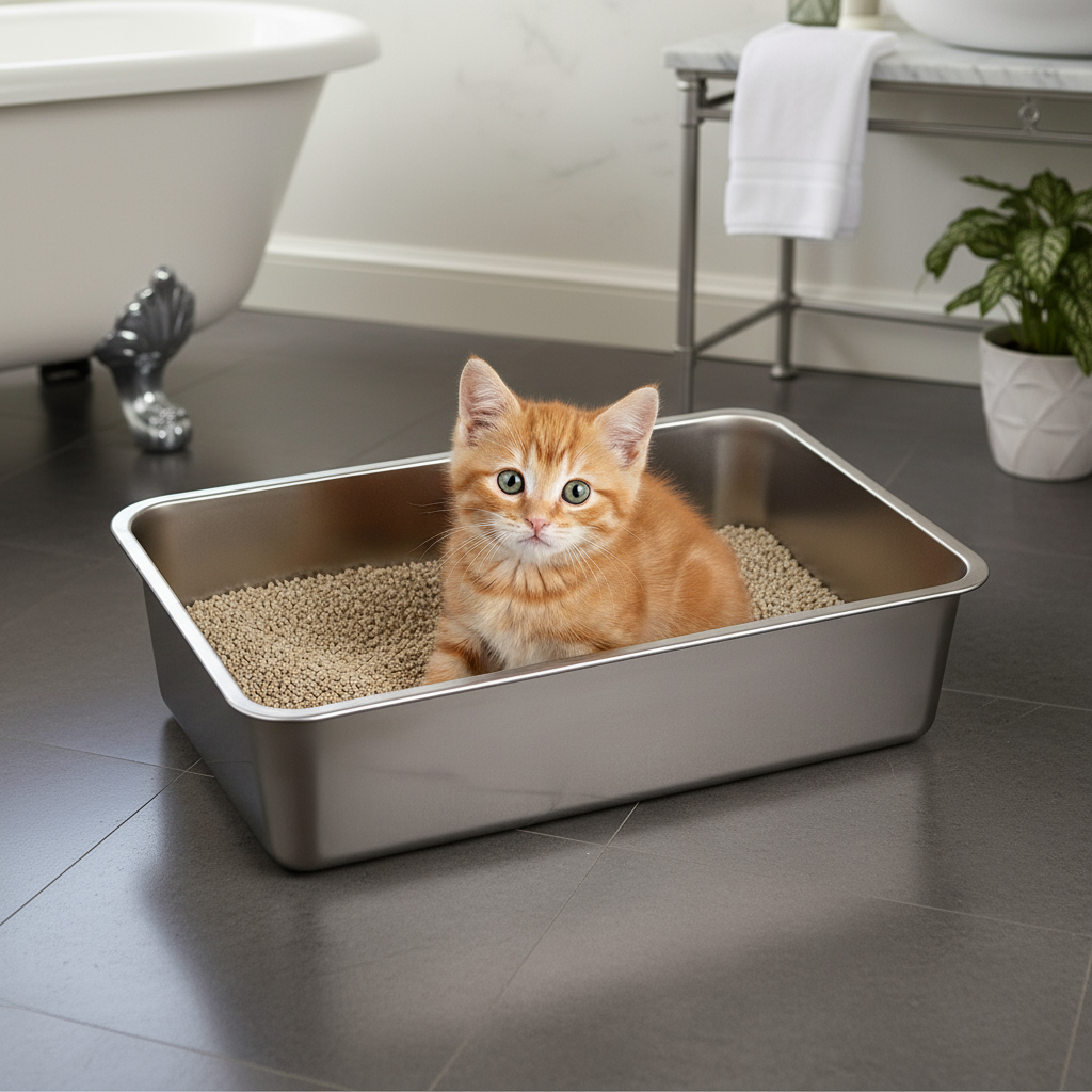 Katzentoilette Kitten Edelstahl (Neu!)