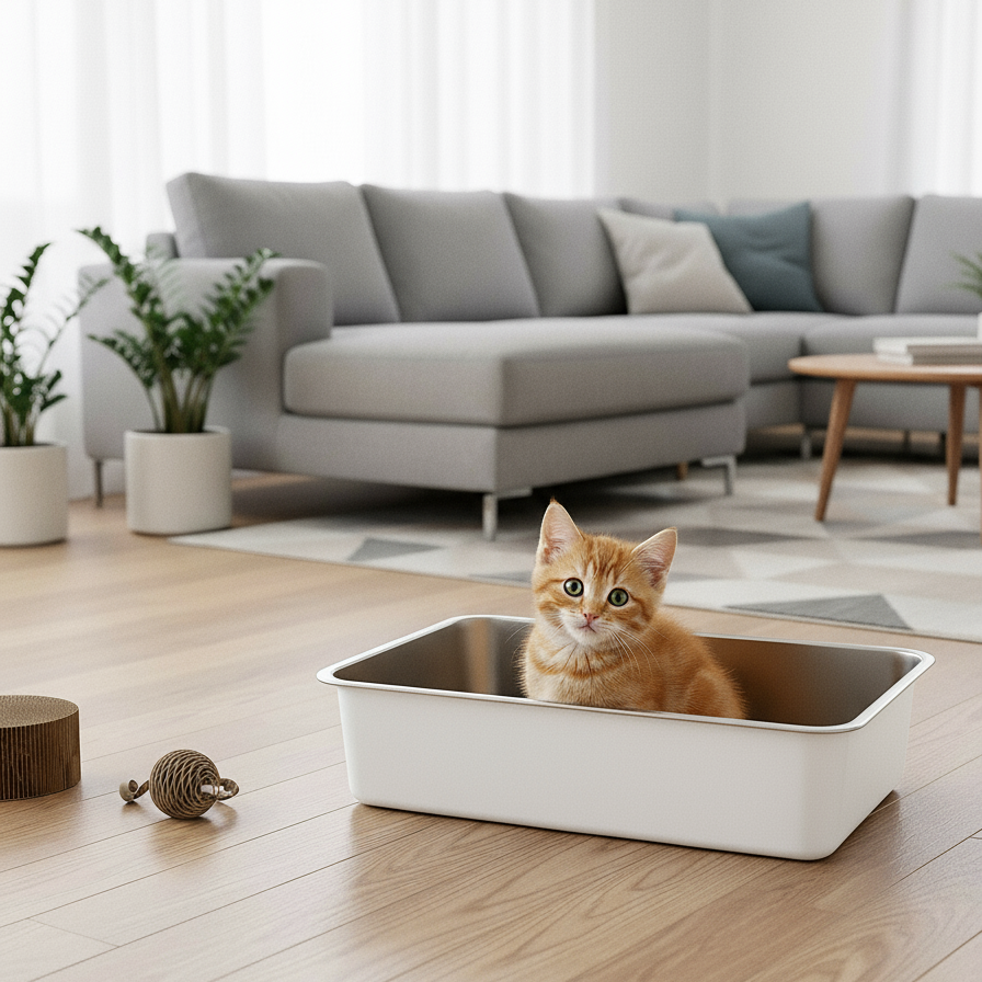 Katzentoilette Kitten Edelstahl (Neu!)