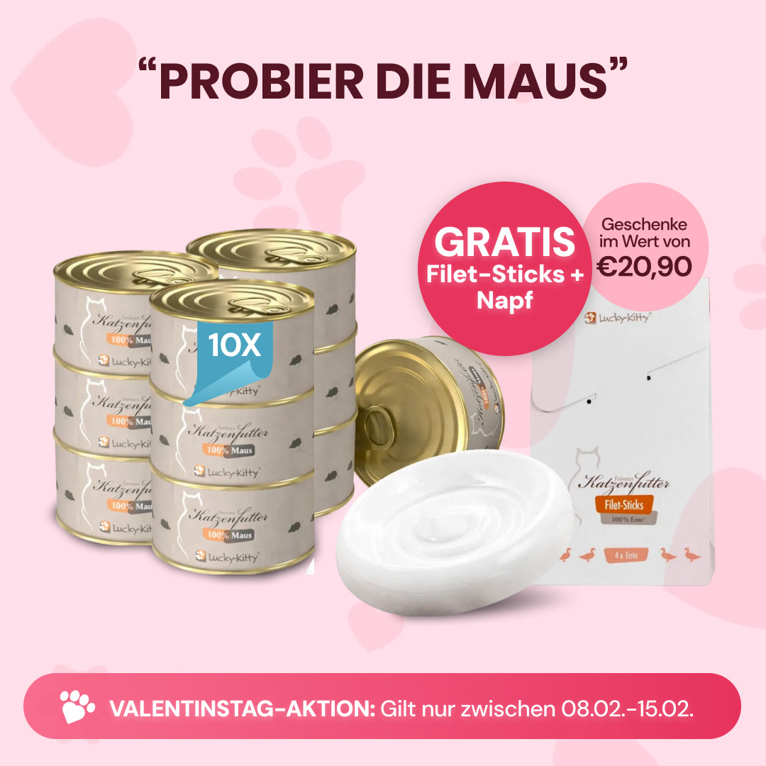 "Probier die Maus": Katzenfutter Maus Pur (10x100g) + Napf & Filets GRATIS