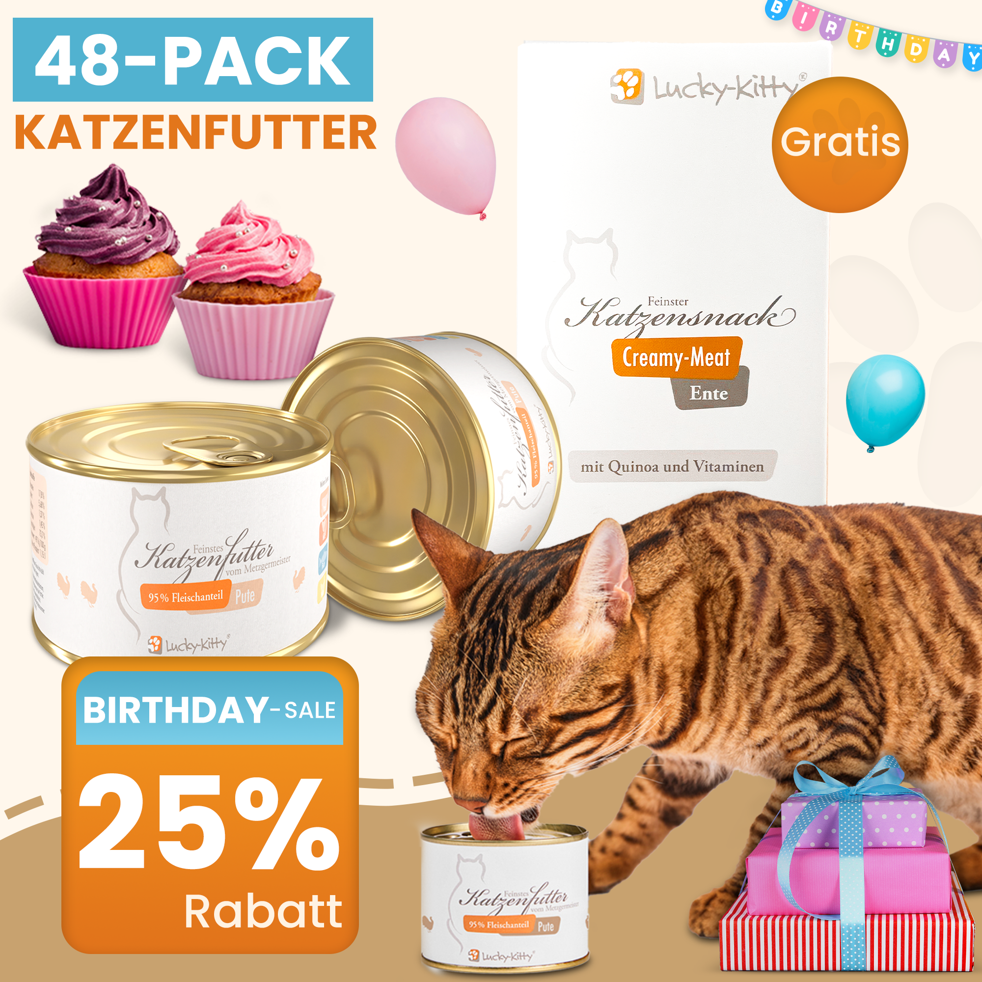 Katzenfutter Birthday-Sparpaket (48 x 200g) - Verschiedene Sorten