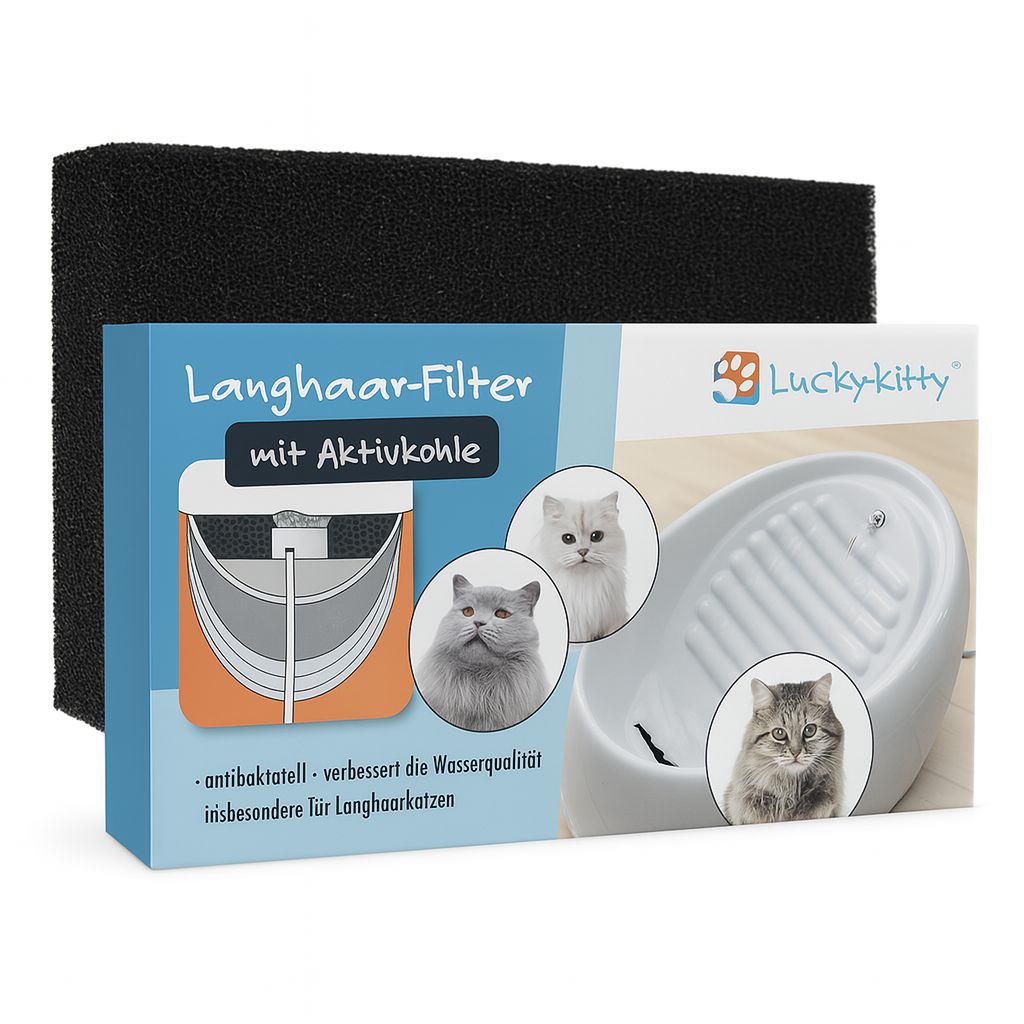 SIBAYS Ersatzfilter Für 3,5L Katzenwasserbrunnen – 16 Filter + 16 Schwämme + 2 Schalldämpfer