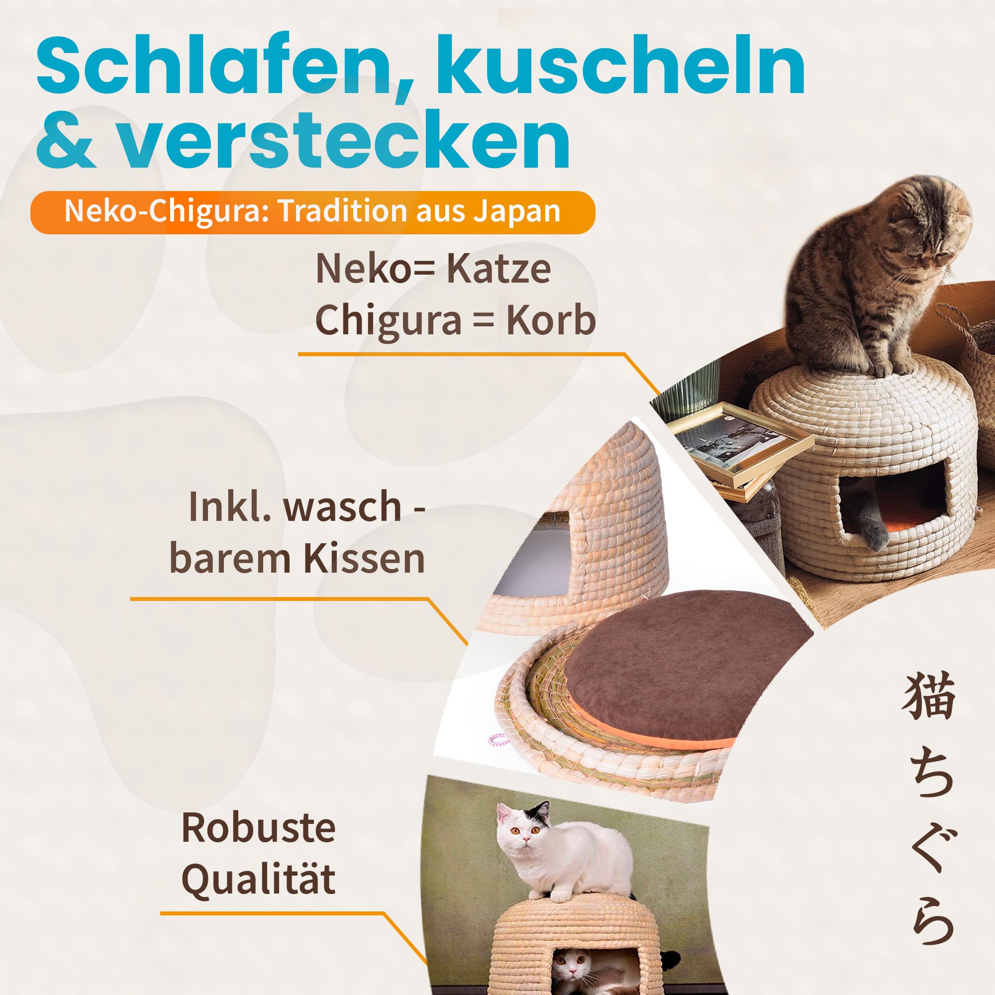 Katzenkorb "Neko-Chigura" (猫ちぐら) Traditionell Handgefertigt