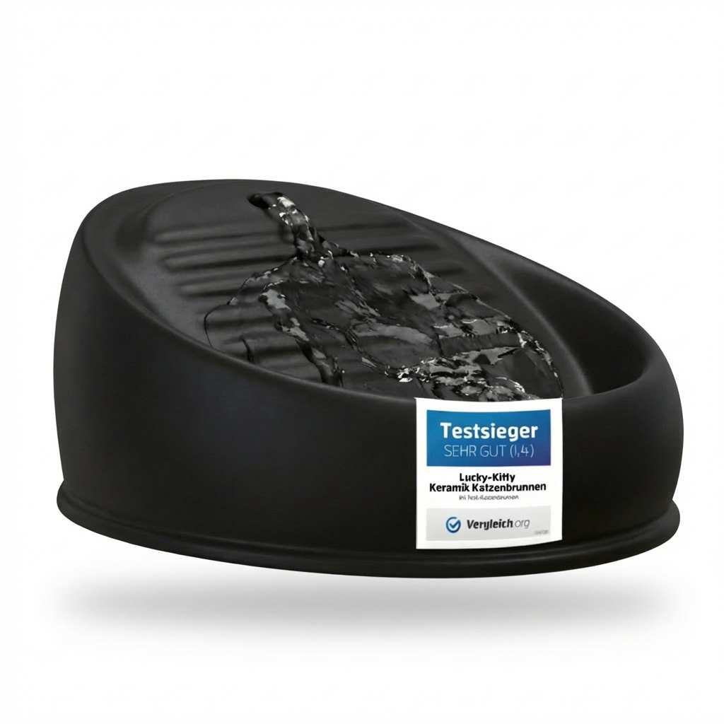 Katzenbrunnen Keramik (Matte-Schwarz)