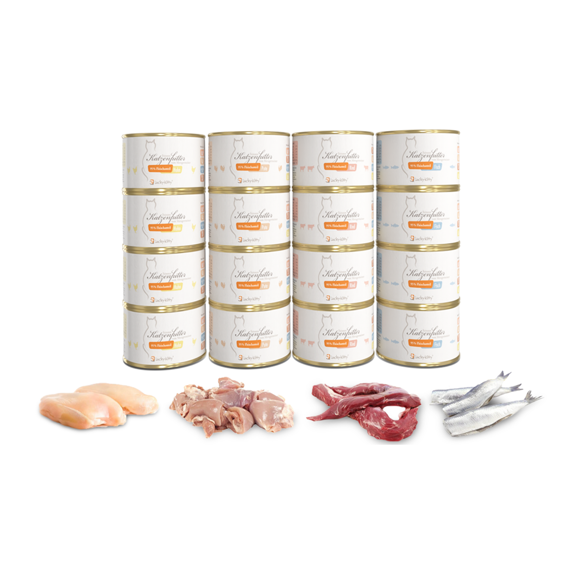 Katzenfutter Sparpaket A Premium-Qualität (16 x 200 Gramm = 3,2kg)