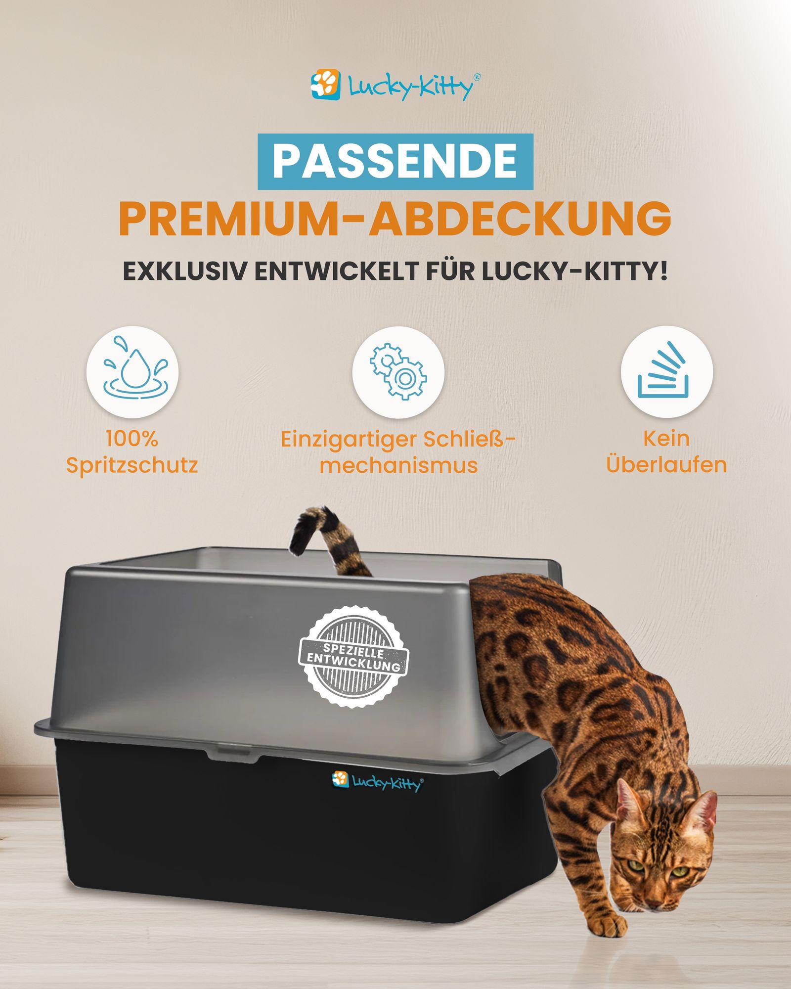 Cat Litter Box XXL (Stainless Steel Black) + Hood (Black Transparent)