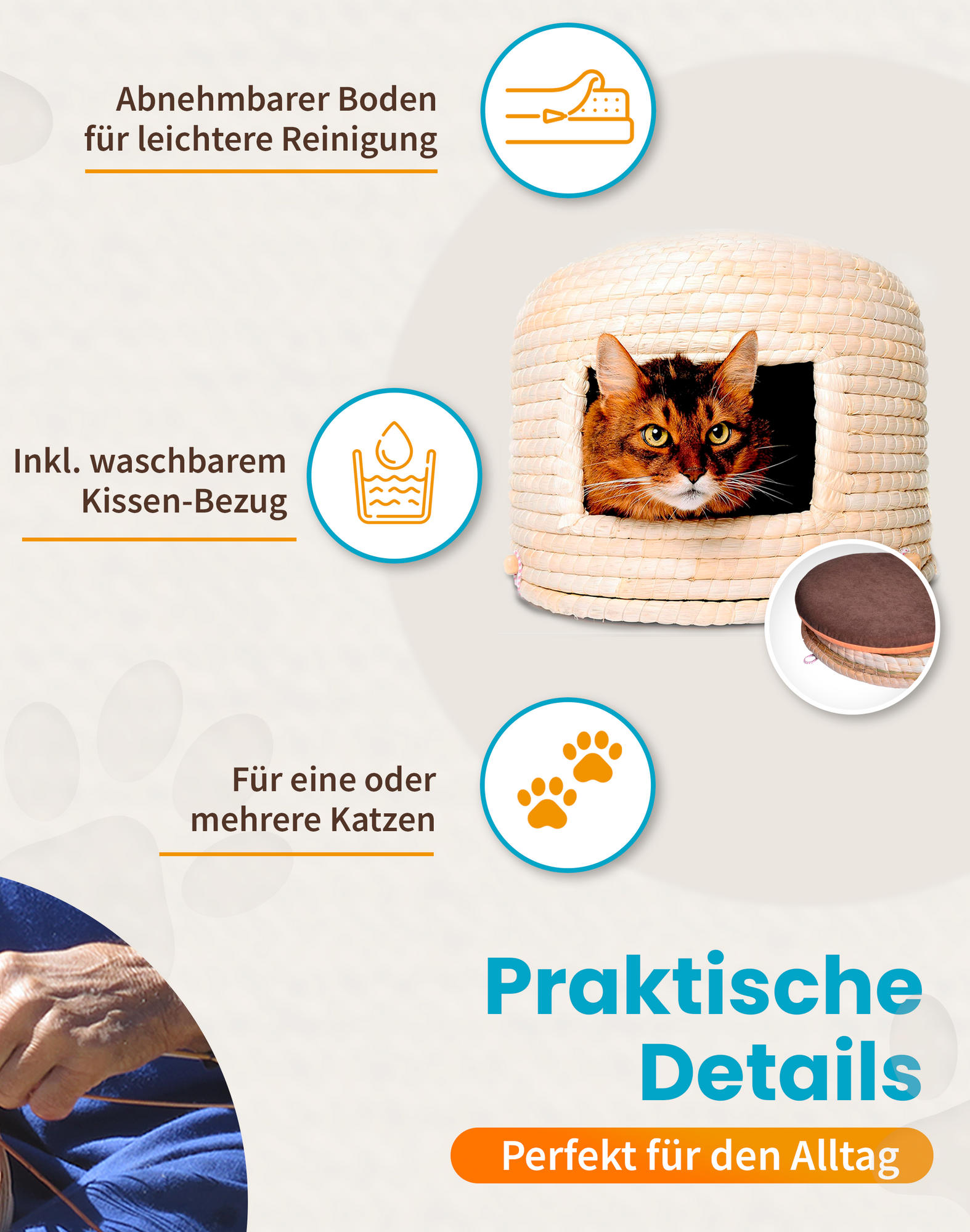 Katzenkorb "Neko-Chigura" (猫ちぐら) Traditionell Handgefertigt