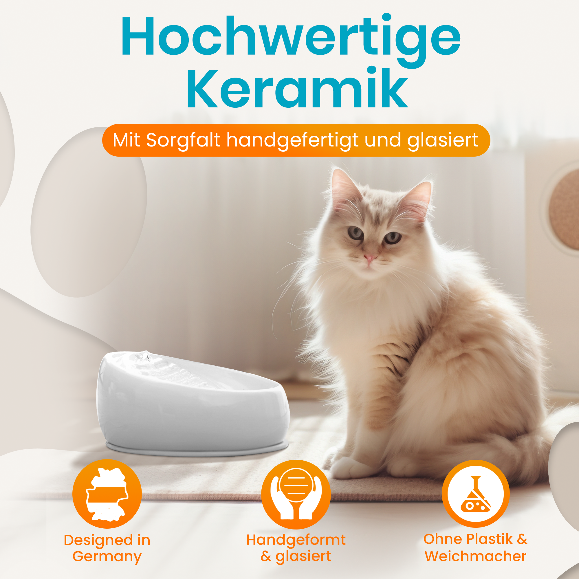 Katzenbrunnen Keramik (Matte-Schwarz)