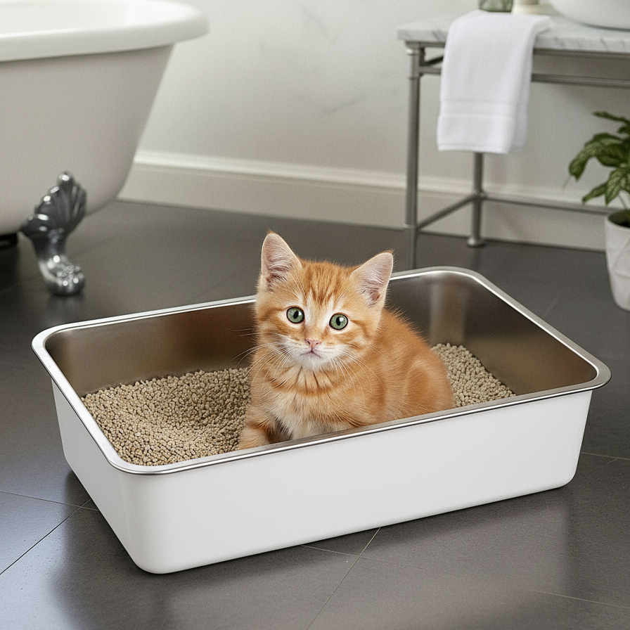 Katzentoilette Kitten Edelstahl (Neu!)